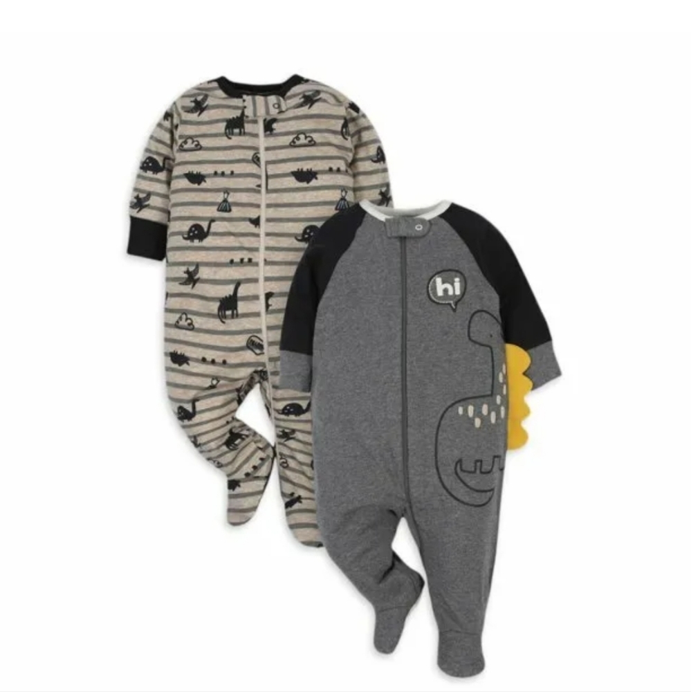 Gerber Organic Cotton Baby Boy Dino Sleep N' Play 2 Pack